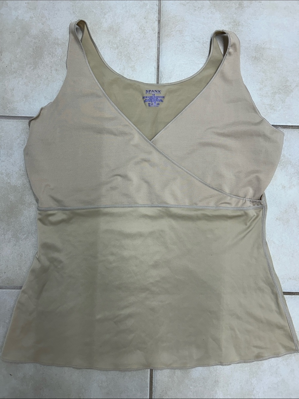 SPANX Beige Slimming Wear Seamless Shaping Wrap Tank Top Shirt Sz 1X